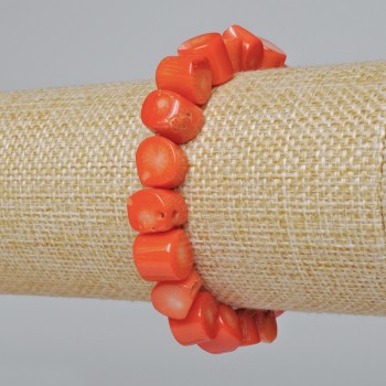 Orange Coral Bracelet, natural round seed beads (assorted, medium size), diameter 10mm, length 18cm ± (stretch)