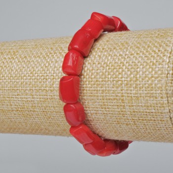 Natural Coral Faceted Bracelet (assorted, medium size), diameter 10x12 mm +-, length 18 cm +- (stretch)