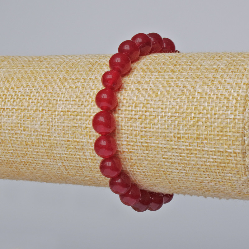 Tourmaline Bracelet (Imitation) Smooth Beads, 8 mm Diameter, 18 cm Length ± (Stretch)