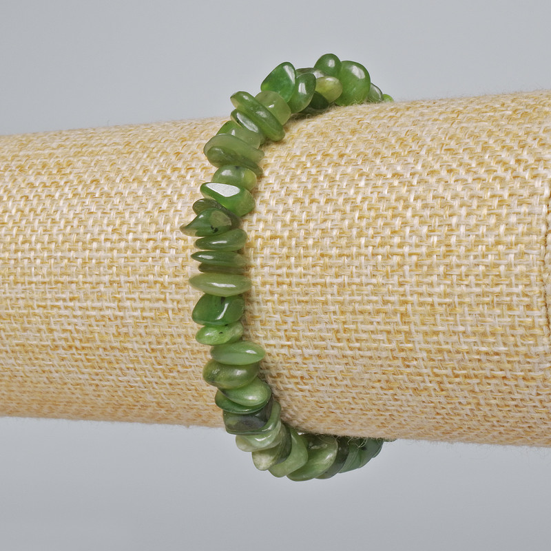 Jadeite Bracelet natural stone chips, 8x3 mm, length 18 cm +/- (stretch)
