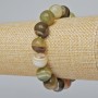 Green Agate Bracelet with Natural Stone, Smooth Beads, 12 mm Diameter, 18 cm Length (Stretch)