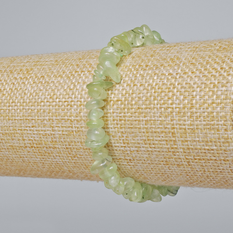 Prenite Bracelet, Natural Stone Chip, 6x3 mm Diameter, 18 cm Length ± (Stretch)