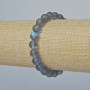 Bracelet with Opal Glass - Smooth Bead, Gray Matte Chameleon, 8 mm diameter, 18 cm length (Stretch)