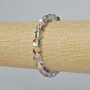Opal glass bracelet with smooth beads, color white translucent with a chameleon shimmer, diameter 8 mm, length 18 cm (stretch)
