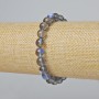 Bracelet with opal glass, smooth bead, gray transparent chameleon color, 8 mm diameter ±, 18 cm length ± (stretch)
