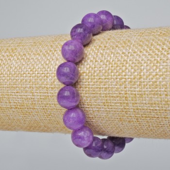 Sugilite Bracelet, natural stone, smooth beads, diameter 10.5 mm, length 18 cm (stretch)