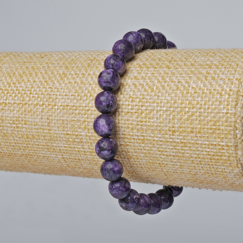 Sugilite Bracelet (pressed) smooth beads, diameter 8.5 mm, length 18 cm (stretch)
