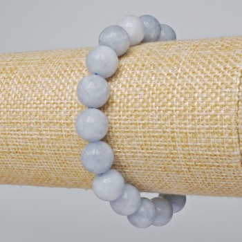Aquamarine bracelet with natural stone, smooth beads, diameter 10.5 mm, length 18 cm (stretch)