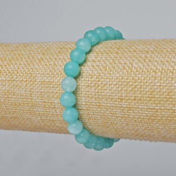 Amazonite Bracelet (Imitation) Smooth Beads, 8 mm Diameter, 18 cm Length (Stretch)