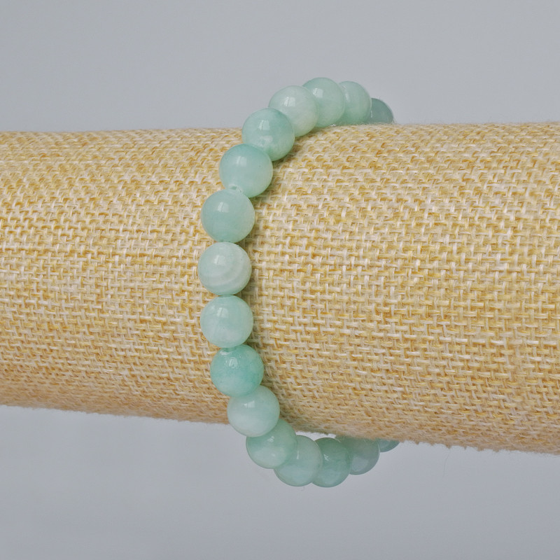 Amazonite imitation bracelet (acrylic) smooth beads, 8.5 mm diameter, 18 cm length, stretchy