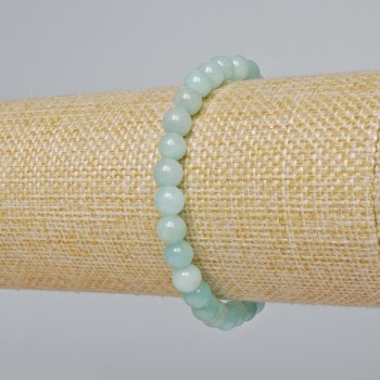 Bracelet with imitation Amazonite (acrylic) smooth beads, 6.5 mm diameter, 18 cm length (stretch)