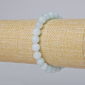 Aquamarine Bracelet (imitation acrylic) smooth bead, 8.5 mm diameter, 18 cm length (stretch)