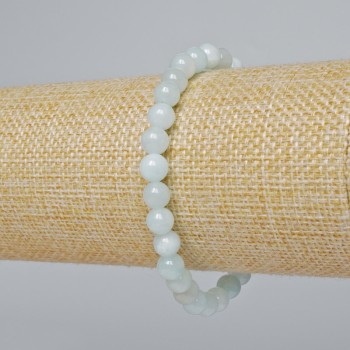 Aquamarine Bracelet (acrylic imitation) smooth beads, diameter 6 mm ±, length 18 cm ± (stretch)