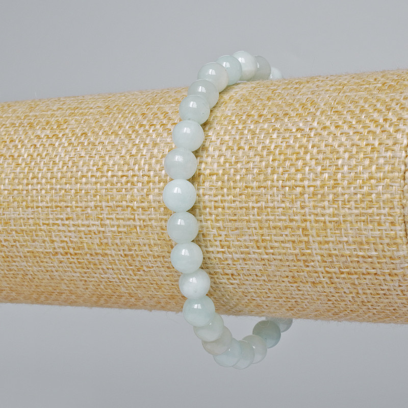 Aquamarine Bracelet (acrylic imitation) smooth beads, diameter 6 mm ±, length 18 cm ± (stretch)