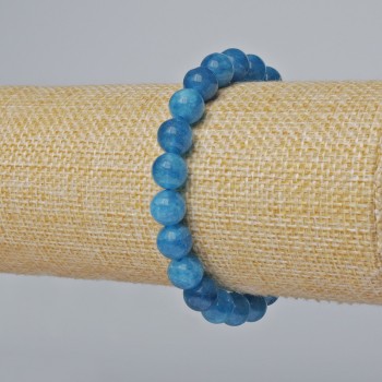 Apatite bracelet, natural stone, smooth beads, diameter 8.5 mm, length 18 cm (stretch)