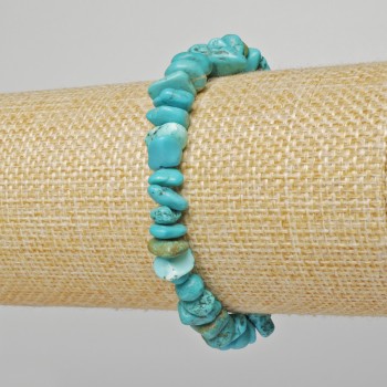 Howlite bracelet toned to turquoise with chips, diameter 8x4 mm ±, length 18 cm ± (stretch)