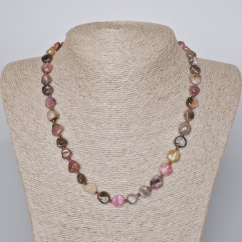 Faceted natural tourmaline necklace, gemstone beads 9–10 mm, length 45–48 cm