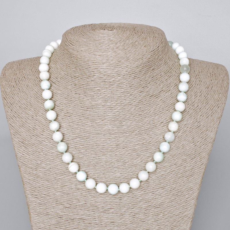 Hemimorphite Necklace - natural stone, smooth beads, 8.5 mm diameter, length 45–48 cm