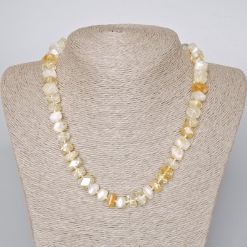 Citrine Necklace with natural stone, faceted rondelles, diameter 10×7 mm, length 45–47 cm