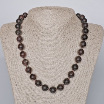 Garnet Necklace with Natural Stone – Smooth Beads, Diameter 12.5 mm ±, Length 49–52 cm
