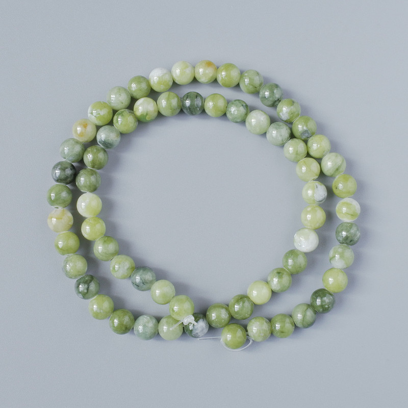 Beads Green Opal (Acrylic Imitation) Smooth Ball, 6mm Diameter, 40cm Length on Thread