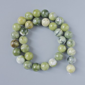 Beads Green Opal (acrylic imitation) smooth ball, diameter 12mm ±, length 39cm ±, on a thread