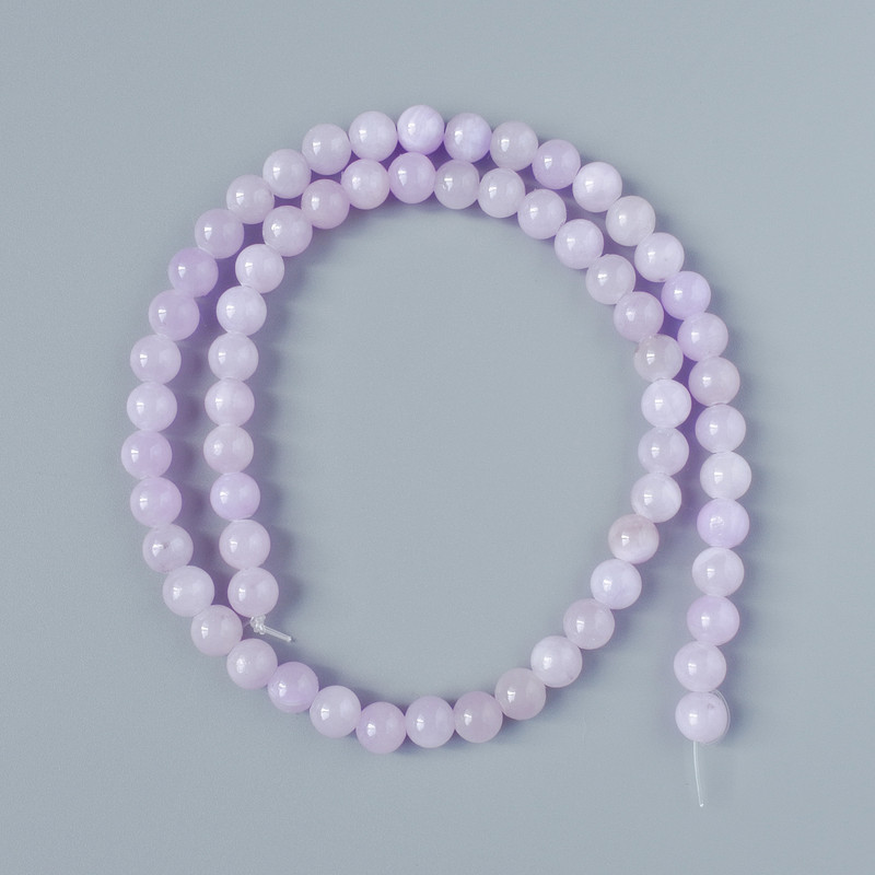 Kunzite Beads (Acrylic Imitation) Smooth Beads, 6.5 mm Diameter, 40 cm Length on Beading Thread