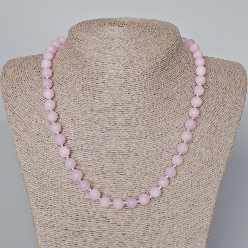 Kunzite Imitation Necklace with Faceted Beads, 8 mm Diameter, Length 45–48 cm