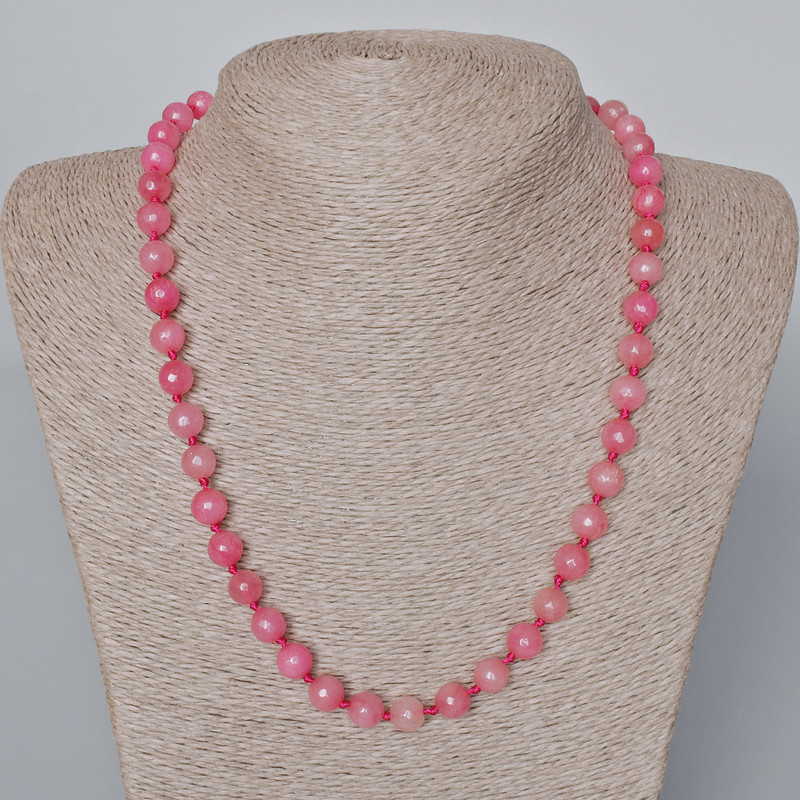 Imitation Tourmaline Necklace with Faceted Beads, 8 mm Diameter, Length 49–52 cm