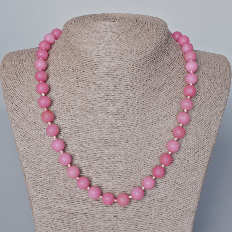 Imitation Tourmaline Necklace, Smooth Beads, diameter 10.5 mm, length 47-51 cm