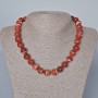 Orange agate necklace, natural stone, smooth bead, diameter 12 mm +/-, length 44x46 cm+