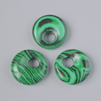 Donut pendant (bagel) Malachite (pressed), diameter 18×5 mm +/-