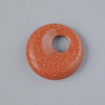 Donut Pendant (bagel) Aventurine Golden Sand (synthetic) stone, diameter 18x5mm +-, hole diameter 5mm+-