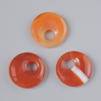 Donut-shaped Pendant, Carnelian Natural Stone, 18x5mm diameter, 5mm hole diameter ±
