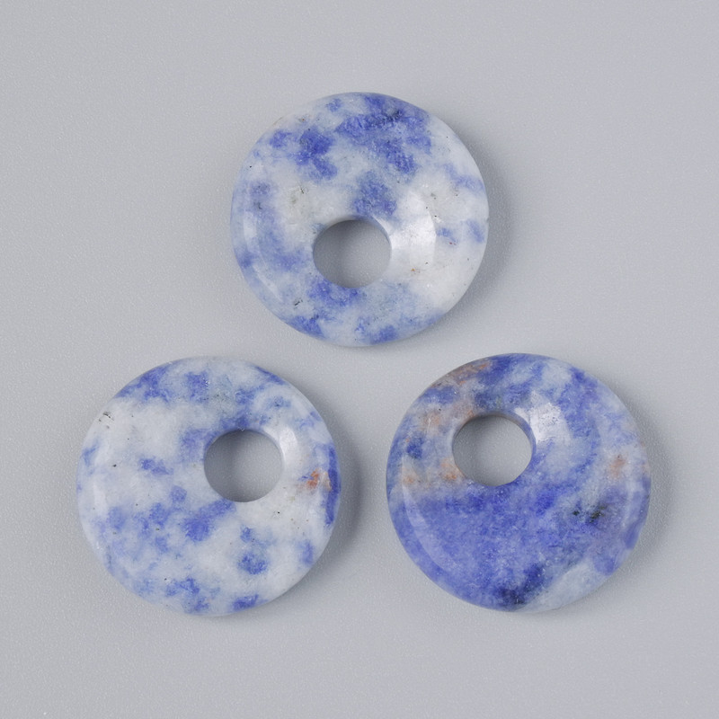 Donut Pendant (Bagel) Sodalite Natural Stone, 18x5 mm ±, Hole Diameter 5 mm ±