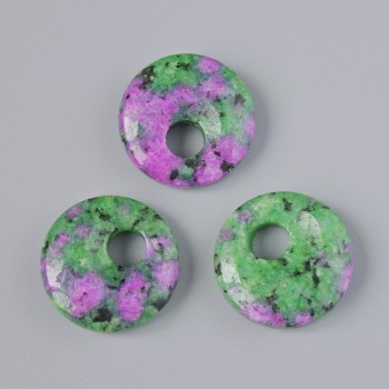 Donut Pendant (donut) Zoisite natural stone, 18x5 mm ±, hole diameter 5 mm ±