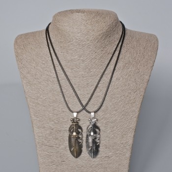 Pair of pendants 'Skull' bronze and silver metal 55x19mm+, length 45-50cm+