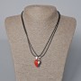 Pair of pendants 'Heart' on magnet, red enamel, silver-colored metal 22x17, 5 mm + -, length 45-50 cm+