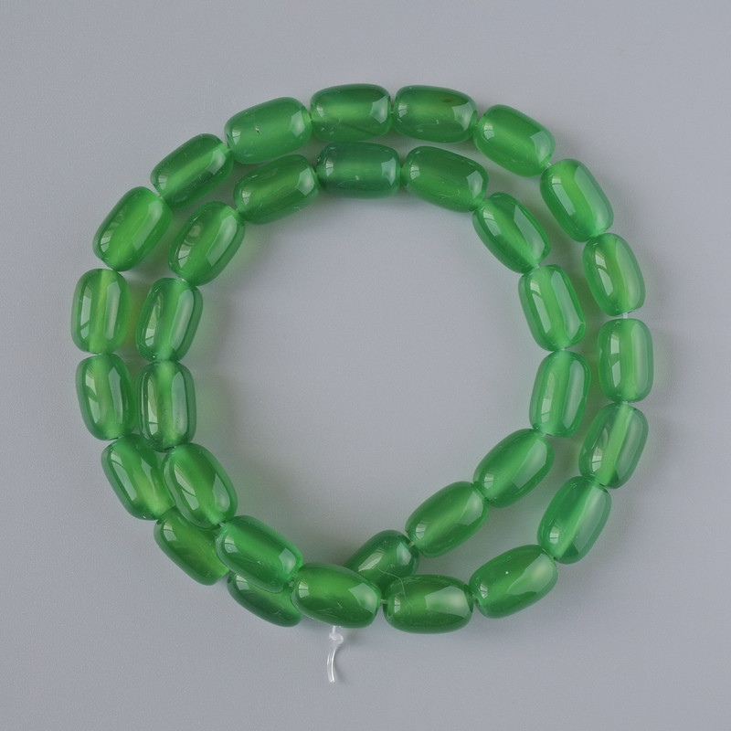 Chrysoprase beads, natural stone cylindrical shape, diameter 8x12 mm, length 40 cm on beading thread