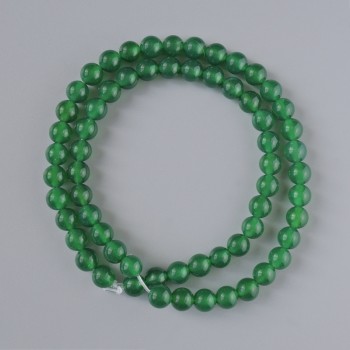 Chrysoprase Beads - Natural Stone, Smooth Round Beads, 6 mm Diameter ±, 38 cm Length ± on Beading Thread