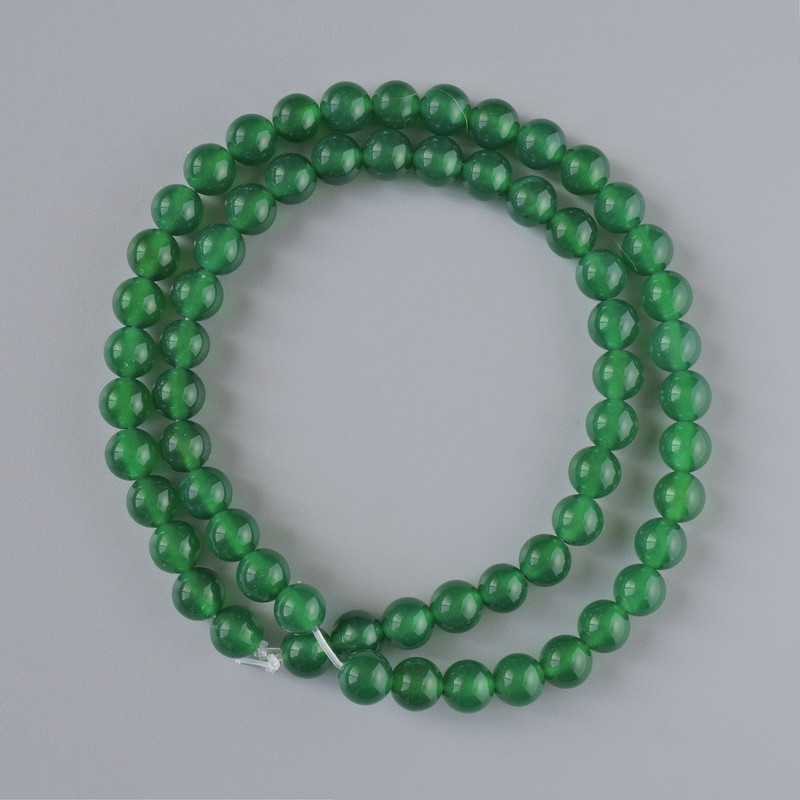 Chrysoprase Beads - Natural Stone, Smooth Round Beads, 6 mm Diameter ±, 38 cm Length ± on Beading Thread