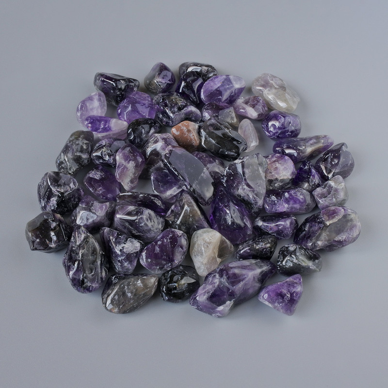 Souvenir natural amethyst tumbled stone 17x11 mm (+/-) 100 g packaging