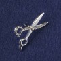 Brooch 'Scissors' with White Crystals, Silver Metal 31×21 mm+