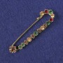 Brooch-pin with multicolored crystals, gold-toned metal 74×20 mm+