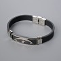Men's bracelet with metal inserts, length 21 cm, thickness 10 mm (+/-), insert thickness 11 mm (+/-), rubber