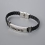 Men's bracelet with metal inlays, length 21 cm, thickness 9.5 mm (+/-), insert thickness 11 mm, black eco-leather