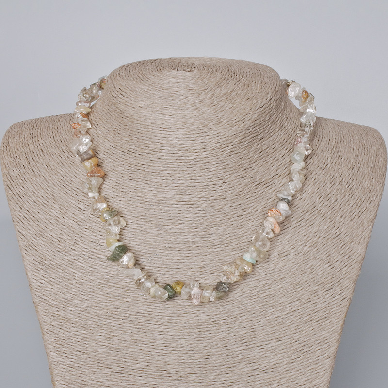 Beaded Necklace 'Assortment' with natural stone chips, bead size 8x4 mm, length 39-46 cm
