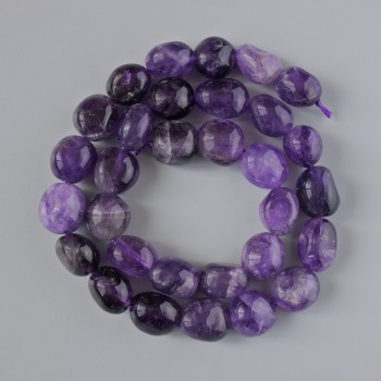 Faceted Amethyst beads, natural stone, diameter 12x14 mm ±, length 38 cm ± on thread