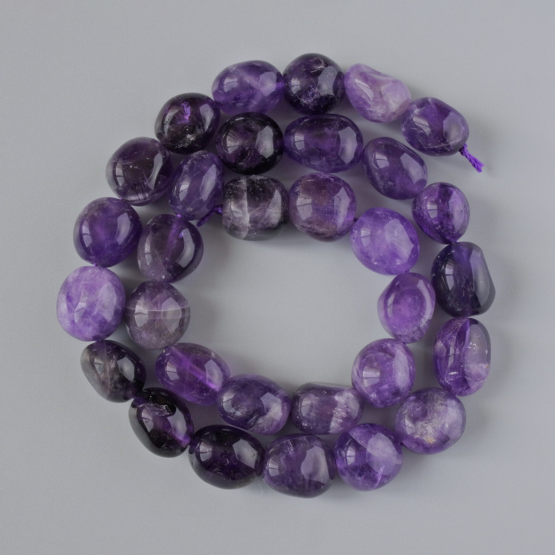 Faceted Amethyst beads, natural stone, diameter 12x14 mm ±, length 38 cm ± on thread