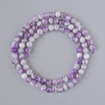 Chevron Amethyst Beads - Natural Stone Smooth Bead, 4 mm diameter ±, 38 cm length ± on thread